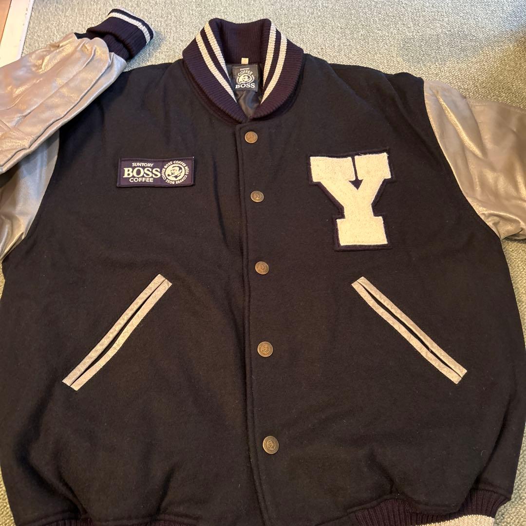 BOSS COFFEE スタジャン Yサイズ ネイビー/シルバー