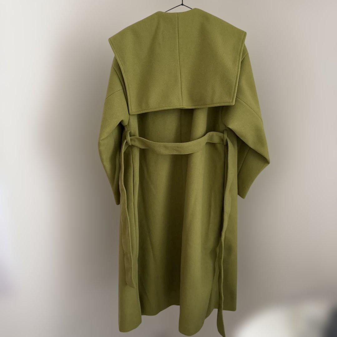 オリーブグリーン ロングコート フード付き - メルカリ