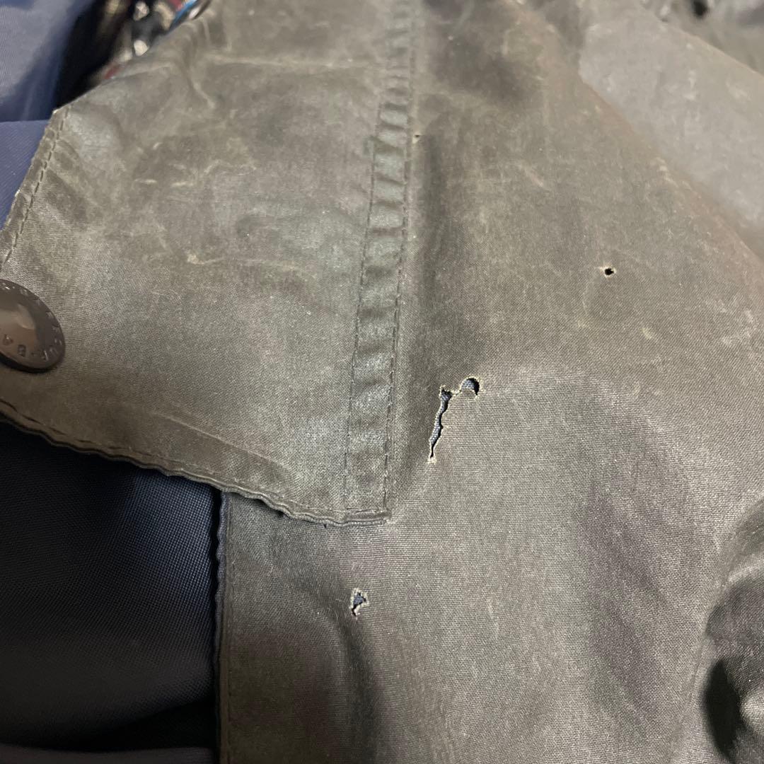 希少2ワラント【barbour】バーレー オイルドロングコート 良サイズ36 紺