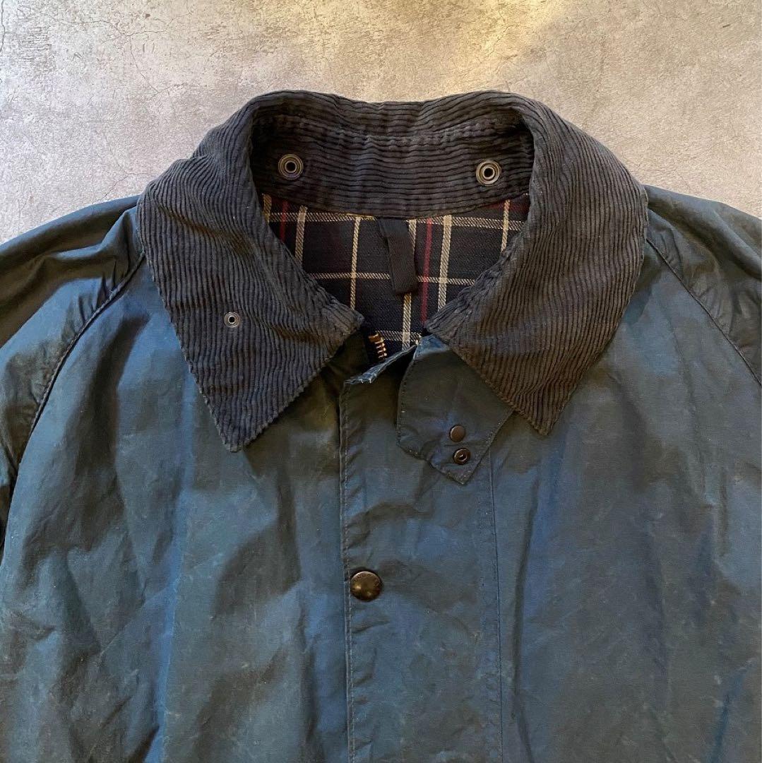 希少2ワラント【barbour】バーレー オイルドロングコート 良サイズ36 紺