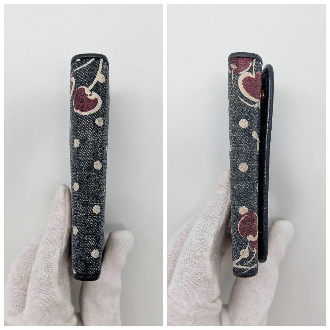 MIUMIU ６連 キーケース さくらんぼ デニム調 ネイビー ゴールド金具