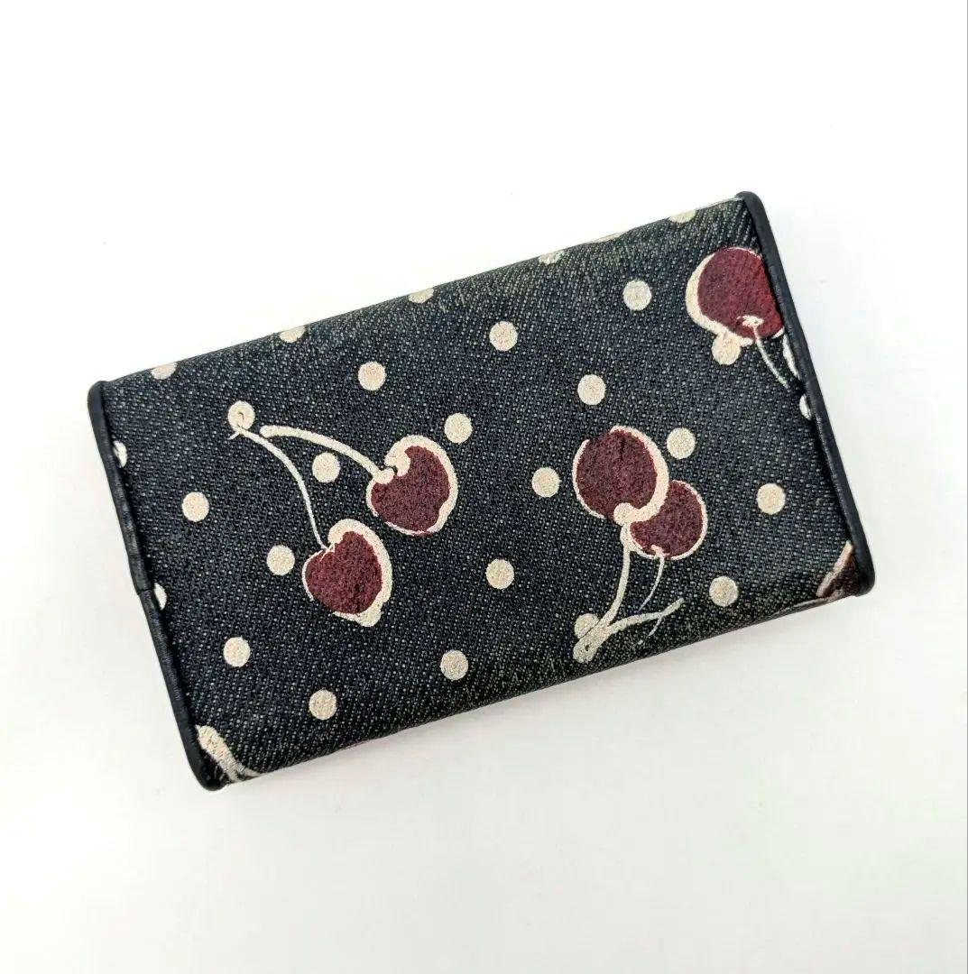 MIUMIU ６連 キーケース さくらんぼ デニム調 ネイビー ゴールド金具