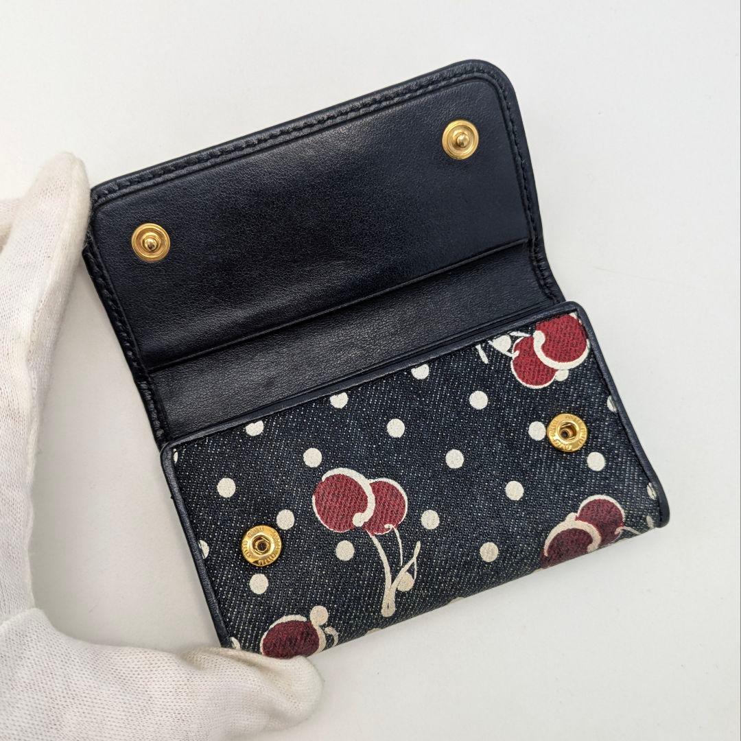 MIUMIU ６連 キーケース さくらんぼ デニム調 ネイビー ゴールド金具