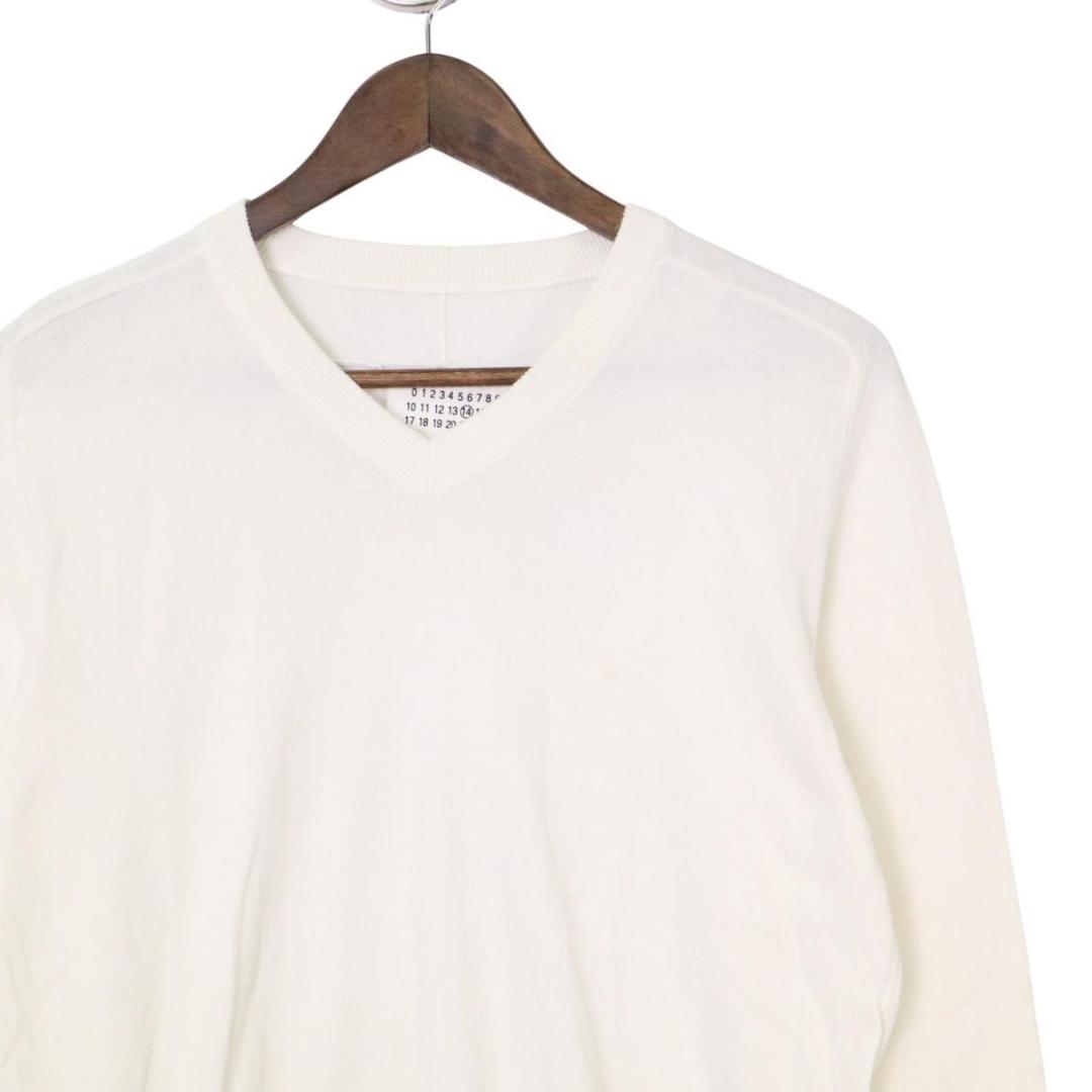Margiela メゾンマルタンマルジェラ　Vネック　ニット エルボーパッチ　白