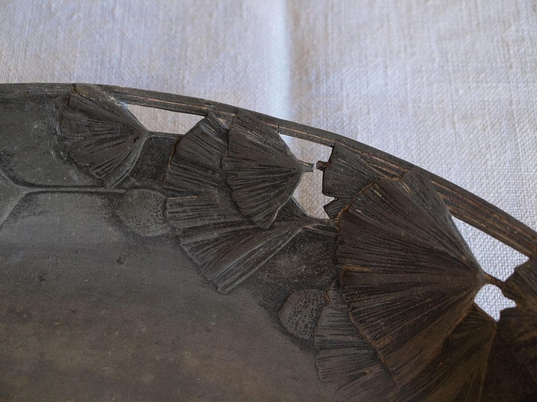 アールヌーボー トレイ 銀杏の木 錫 ピューターArt Nouveau/K050