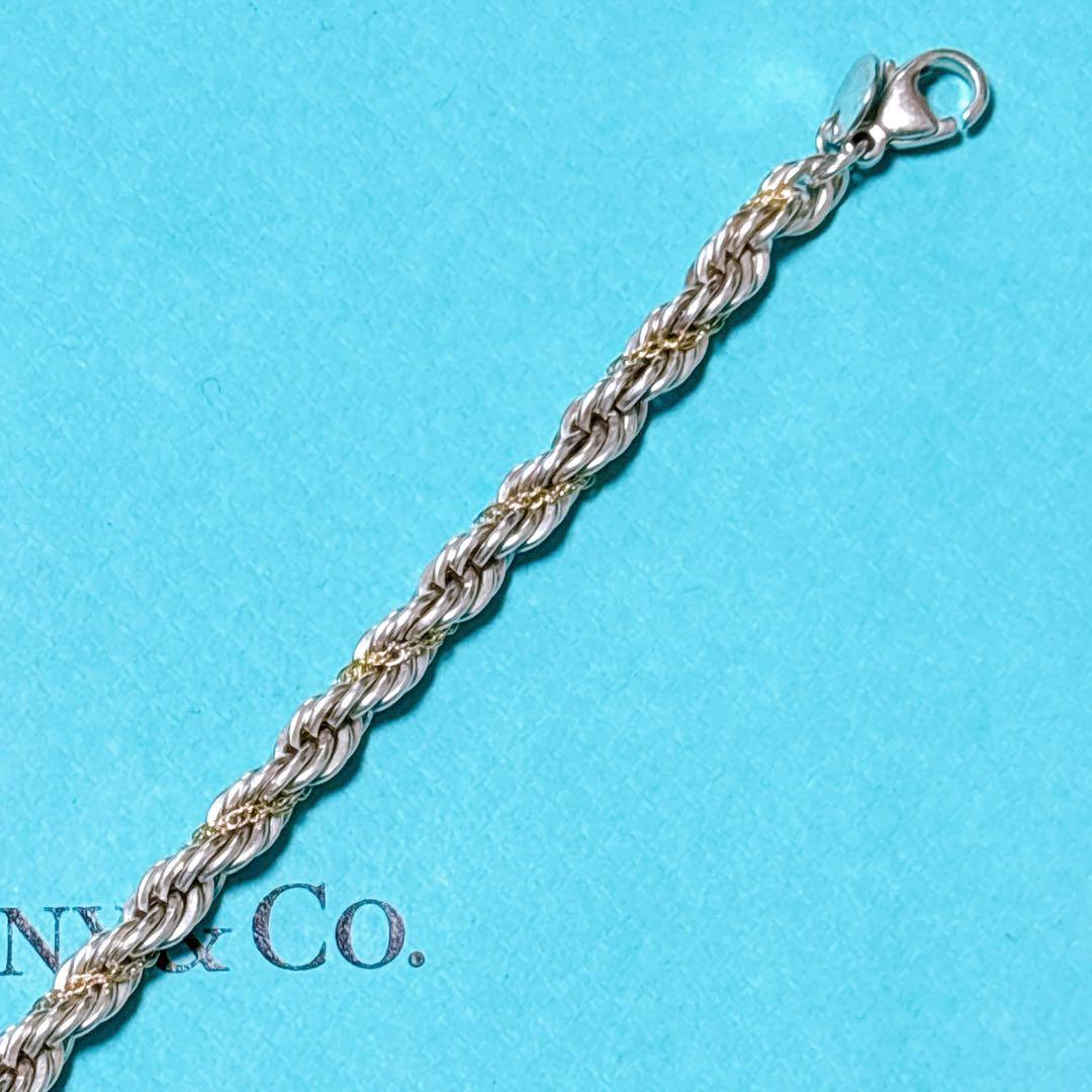 【美品】18.3cm ティファニー ツイストコンビブレスレット 925/750