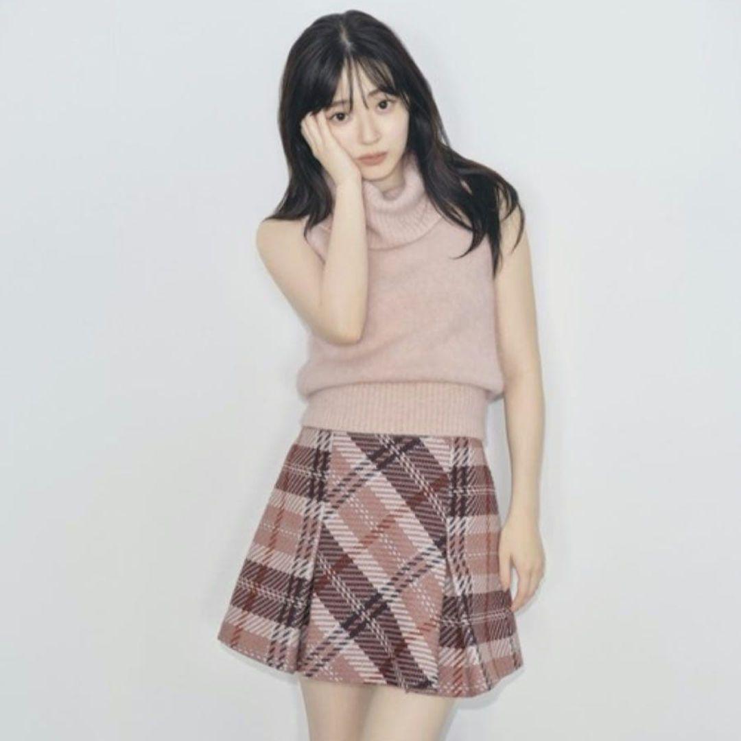 最安値 スナイデル ロービングチェックミニスカート PNK snidel ピンク