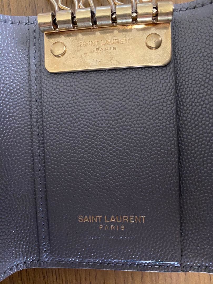 YSL レザー キーケース カードケース グレー