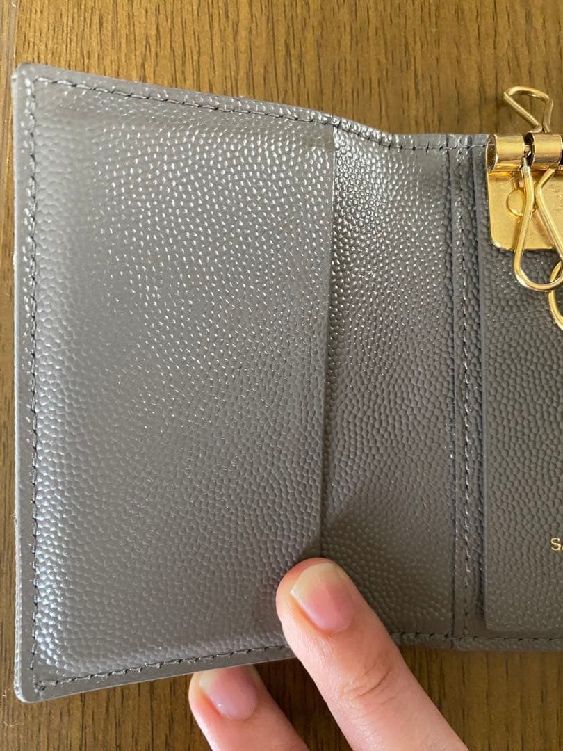 YSL レザー キーケース カードケース グレー