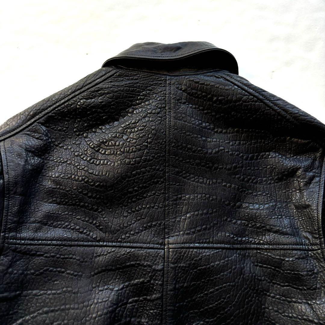 現行・完売品】ZARA エンボスレザージャケット ラムレザー XL ブラック