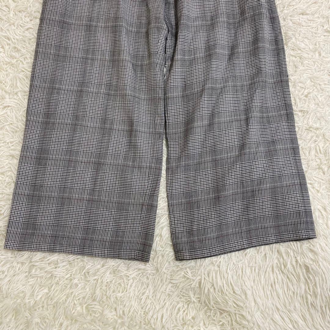 極美品✨エルアンノアール　グレンチェックサスペンダーワイドパンツスーツ 165A
