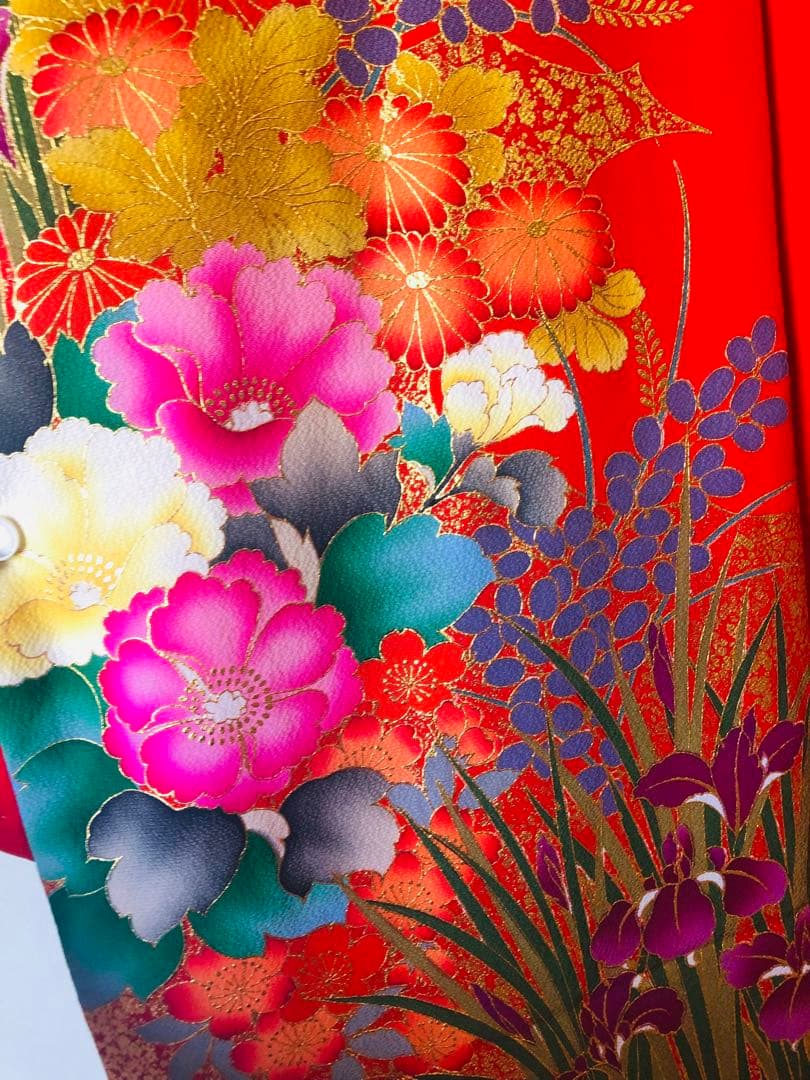 なみ様専用豪華美品】引き振袖 アンティーク 朱色花柄