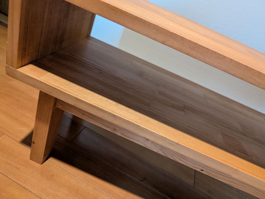 《送料込》無印良品 タモ材 オープンシェルフ 脚付キャビネット 棚 木製 廃盤品