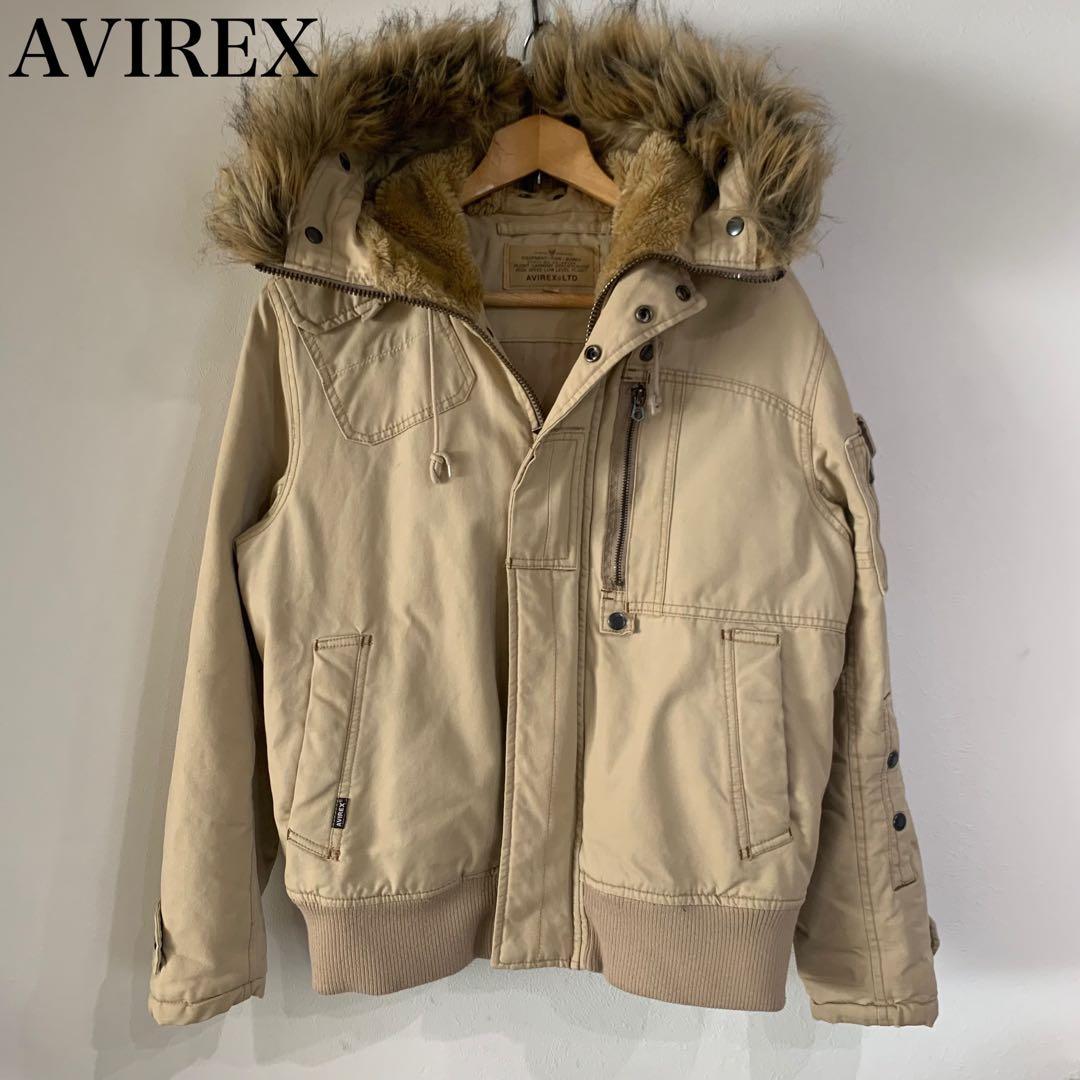 美品】AVIREX MA-1 ファーブルゾン　短丈　バックロゴ　サンド色