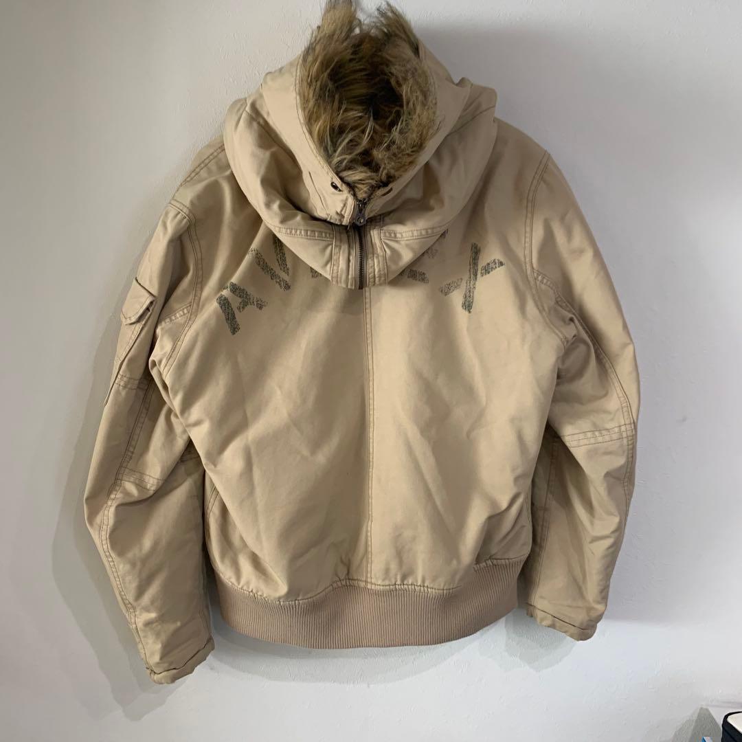 美品】AVIREX MA-1 ファーブルゾン　短丈　バックロゴ　サンド色