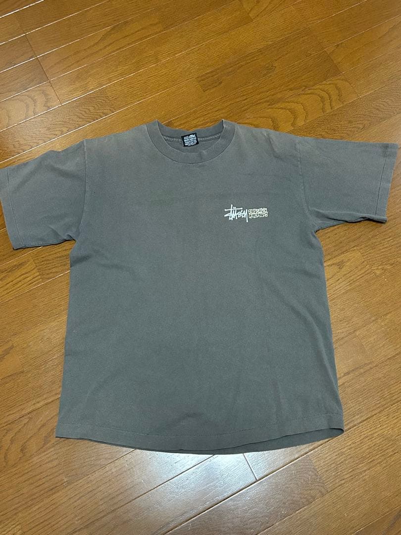 美品】Stussy ストゥーシー グレー 半袖 Tシャツ バックプリント