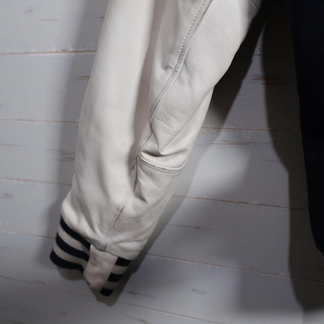 NEW ERA 90周年 スタジャン レザー袖 ネイビー白 XL 希少.