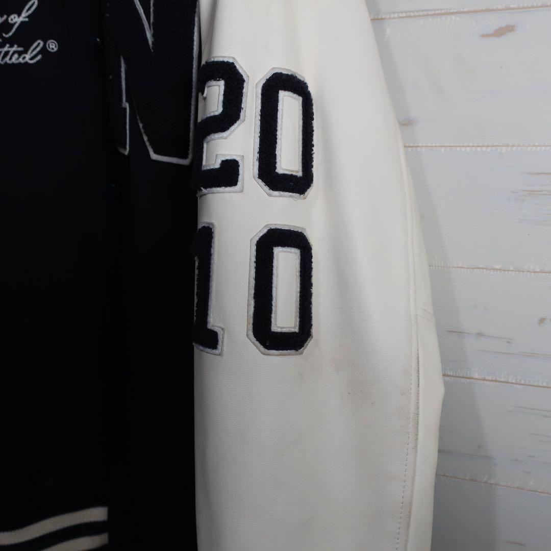 NEW ERA 90周年 スタジャン レザー袖 ネイビー白 XL 希少.