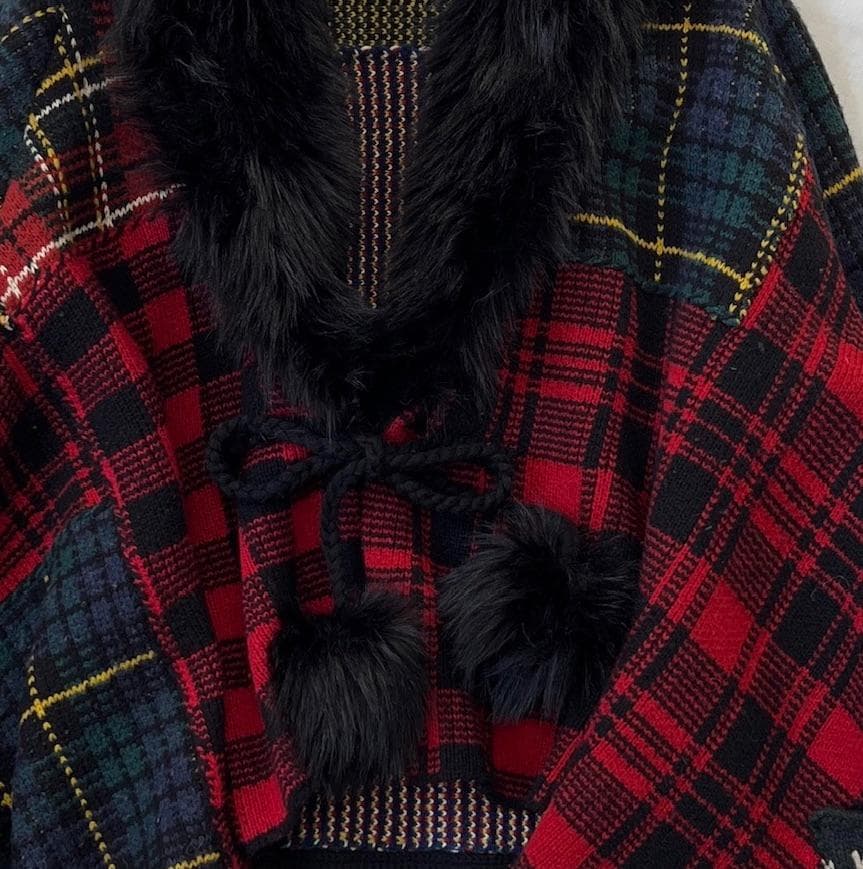 ✨美品✨ラルフローレン パッチワークチェック ポンチョ風 ラップ