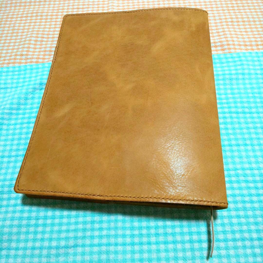 オイルワックスヌメ革ナチュラルレザーカバー、B5 26穴バインダー付