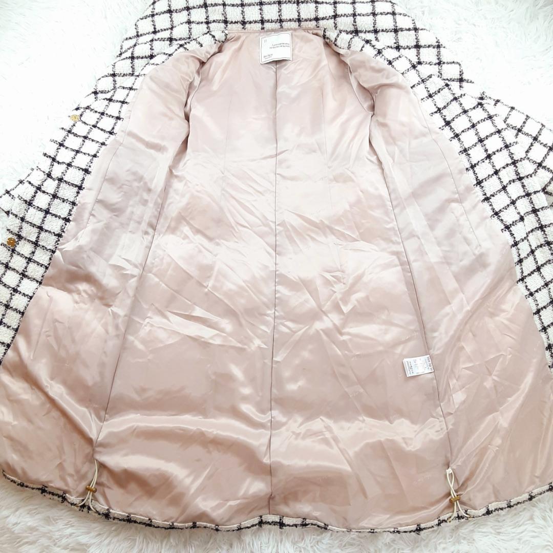 新品未使用◎Her lip to ループヤーンツイードベルテッドダウンコート 白