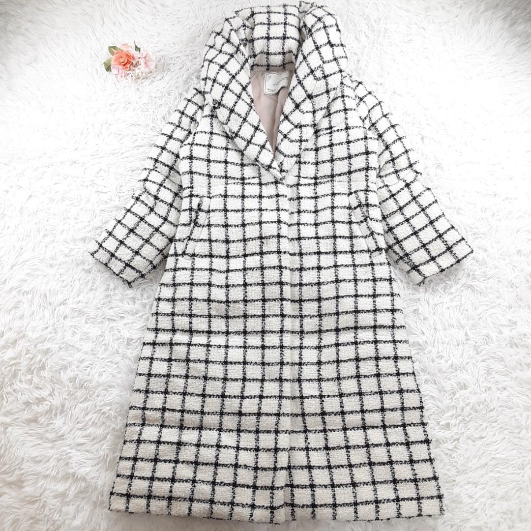 新品未使用◎Her lip to ループヤーンツイードベルテッドダウンコート 白