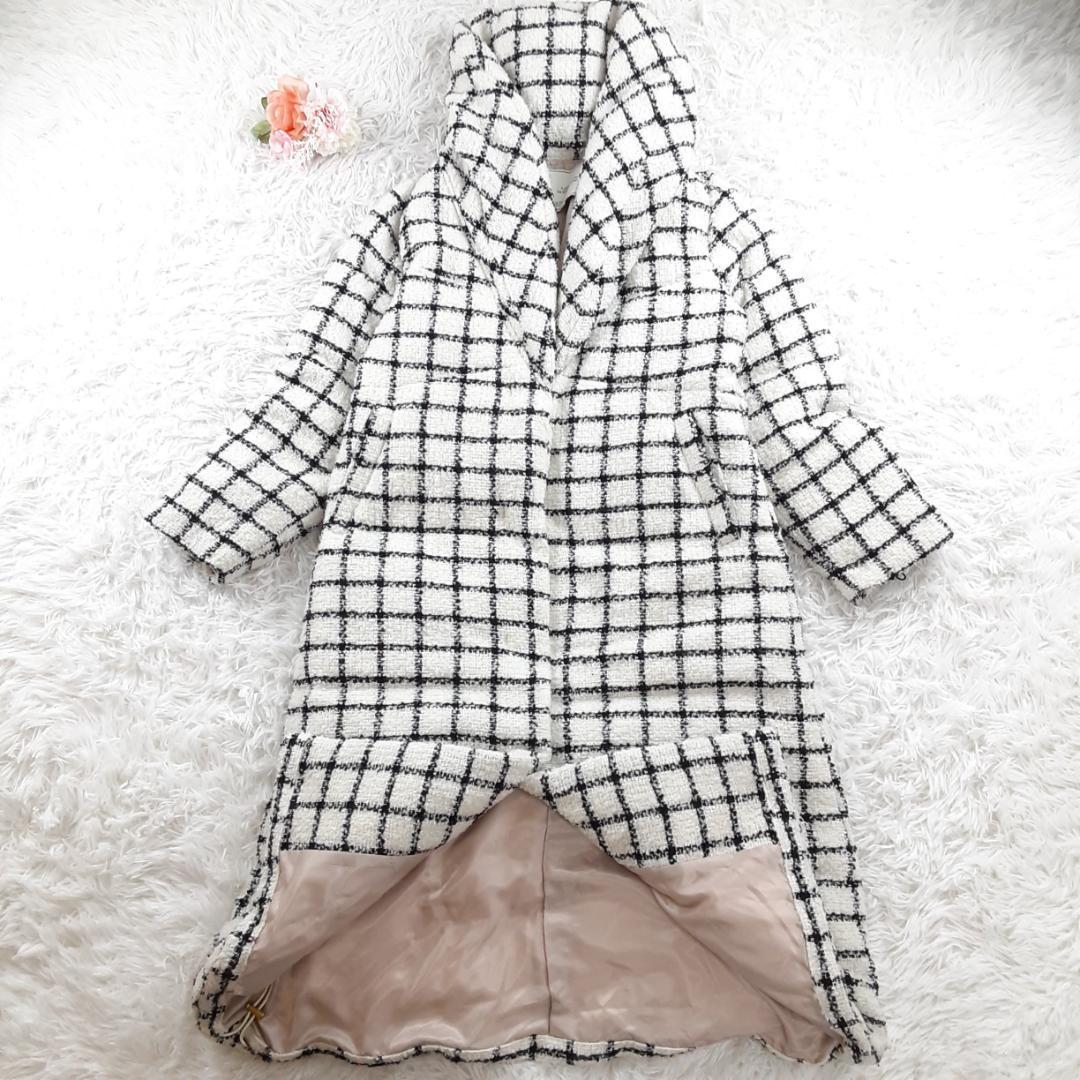 新品未使用◎Her lip to ループヤーンツイードベルテッドダウンコート 白