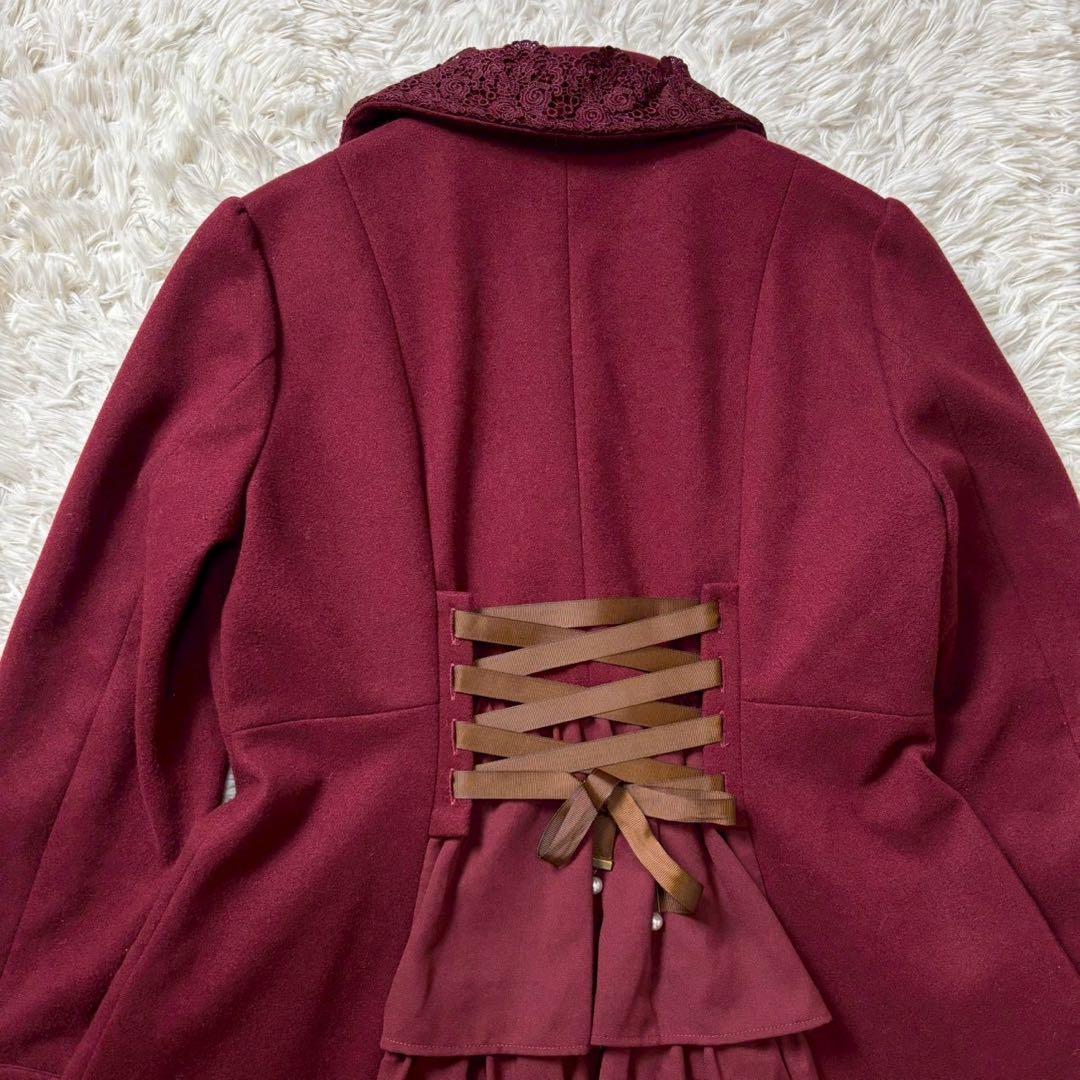 axes femme バッスル風ロングコート ワイン Mサイズ