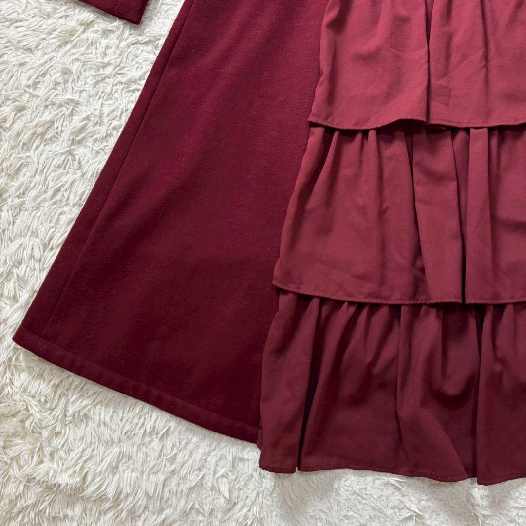 axes femme バッスル風ロングコート ワイン Mサイズ