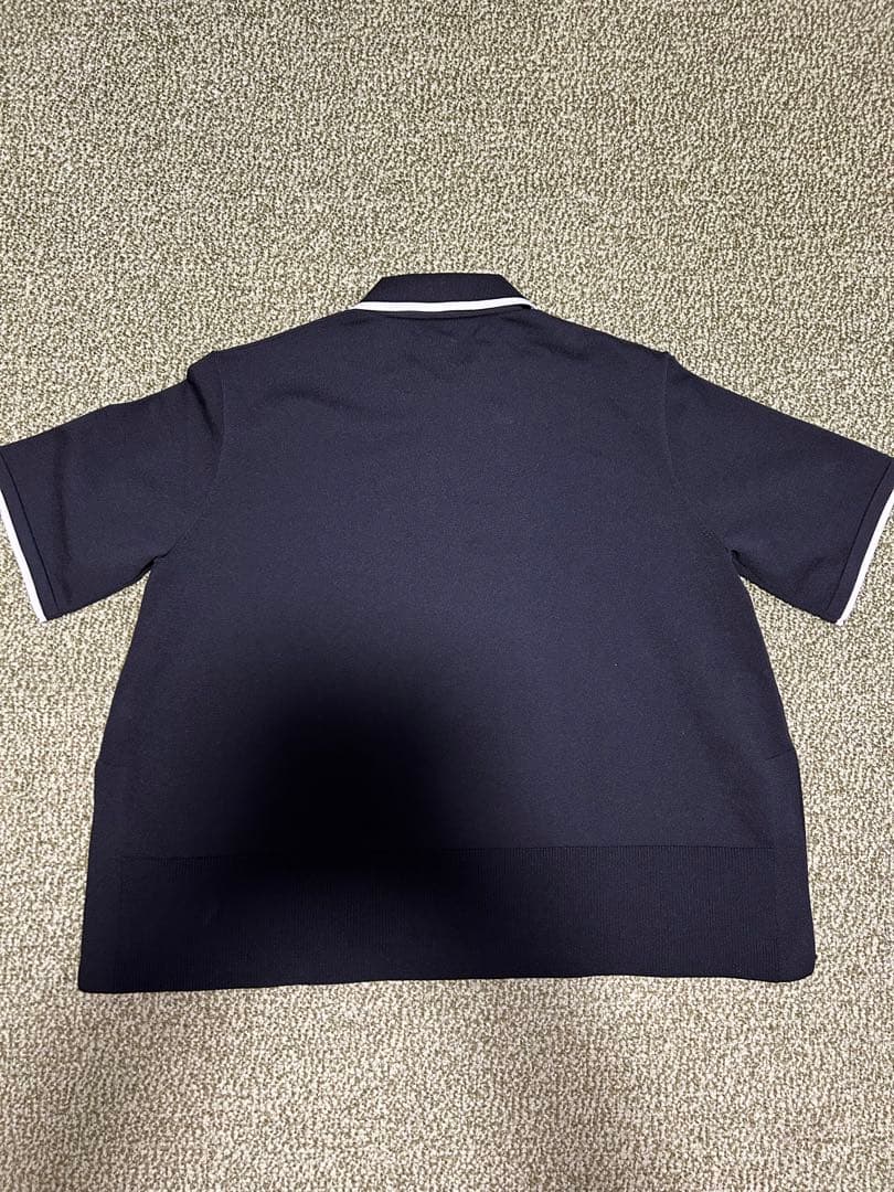 ユナイテッドアローズ　ブラックフリル付き半袖　ニットポロシャツ