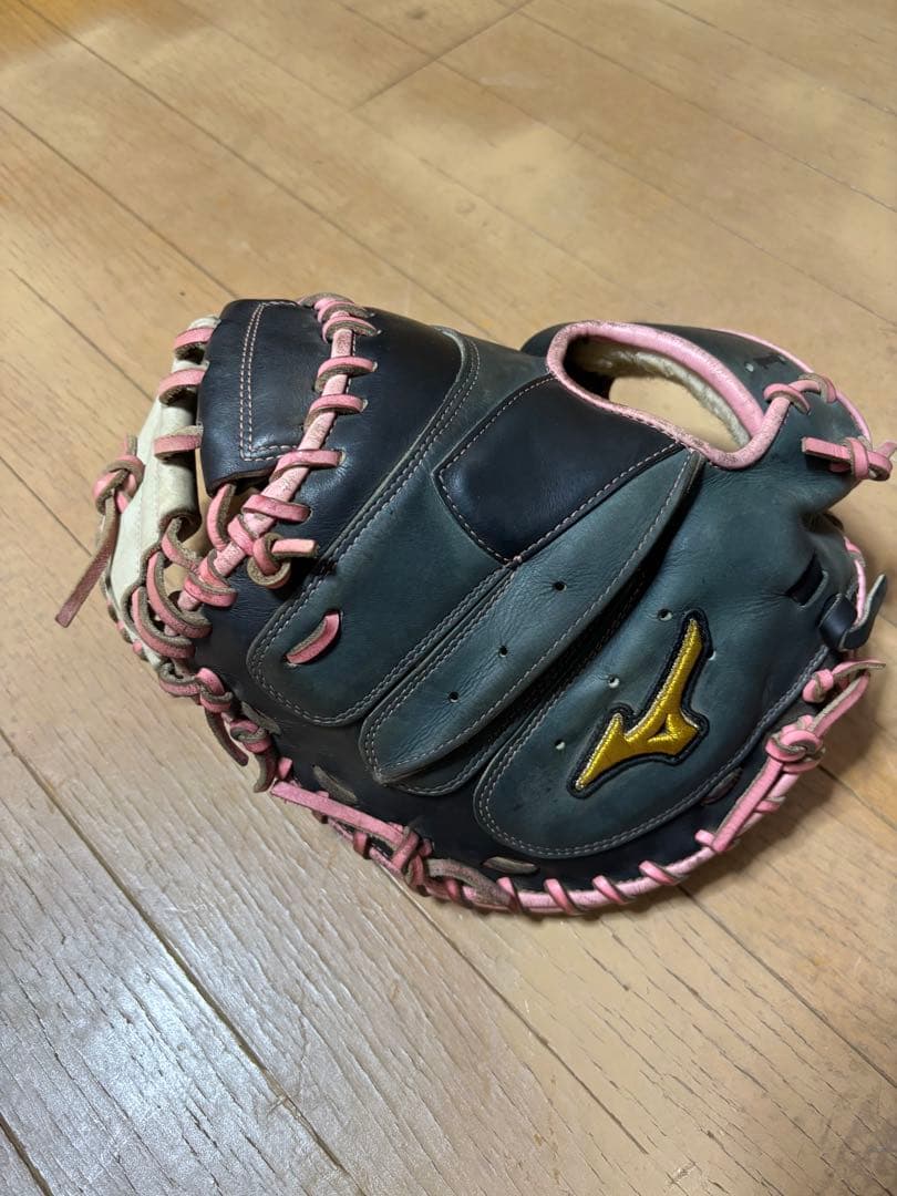 ミズノ 硬式グローブ 黒/ピンク　キャッチャーミット