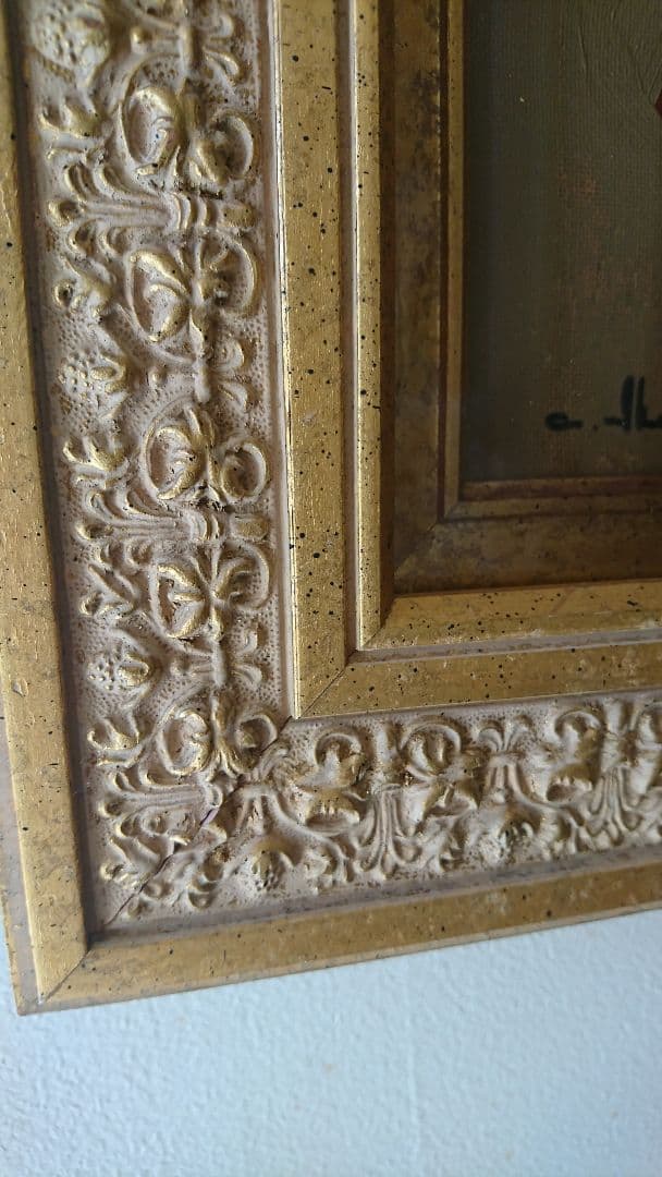 油彩 F8「赤いドレスのバレリーナ」