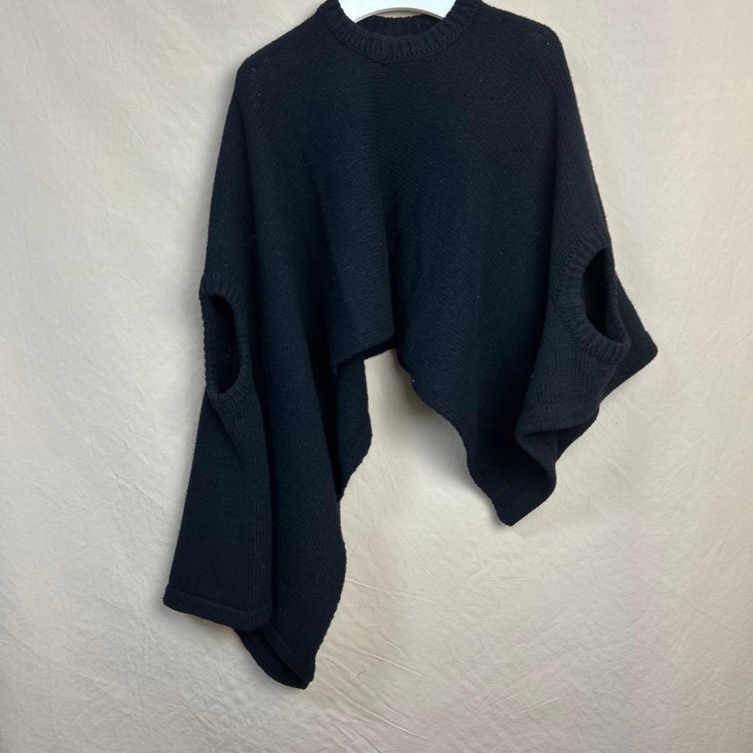 ANN DEMEULEMEESTER ニット ポンチョ アシンメトリー 38 黒