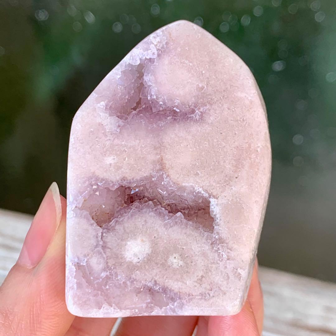 ピンクアメジスト 桜瑪瑙共生 フリーフォーム Cジオード2つ ブラジル産