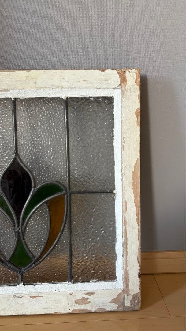 イギリスアンティーク ステンドグラス 窓枠 アンティーク　シャビーシック