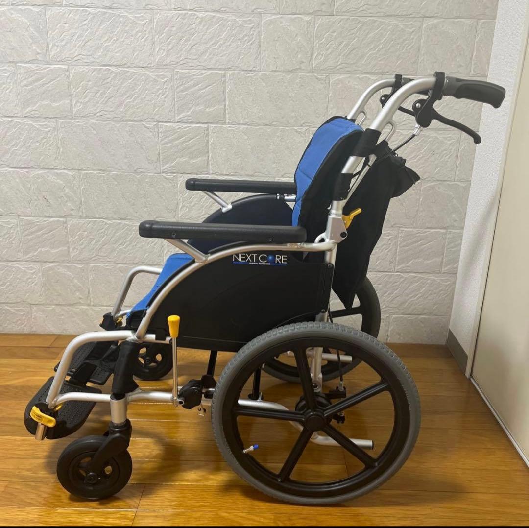 マツナガ NEXT CURE 折りたたみ介助用車椅子 青