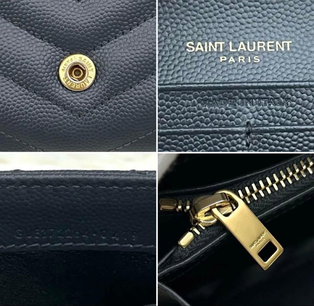 ［極美品］SAINT LAURENT YSL カサンドラ 長財布 グレー