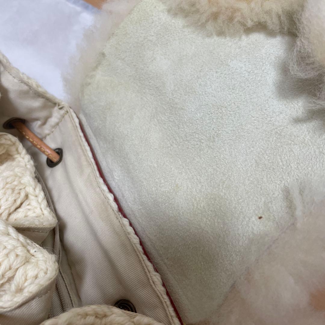 muku ムク NATURAL ムートン＆ケーブル編みリュック 生成 本革