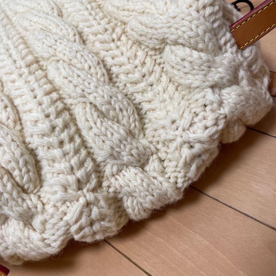 muku ムク NATURAL ムートン＆ケーブル編みリュック 生成 本革