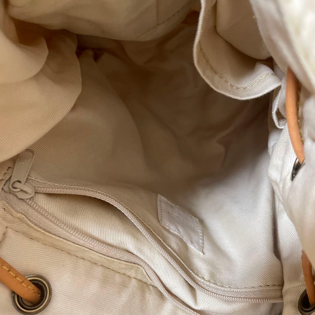 muku ムク NATURAL ムートン＆ケーブル編みリュック 生成 本革