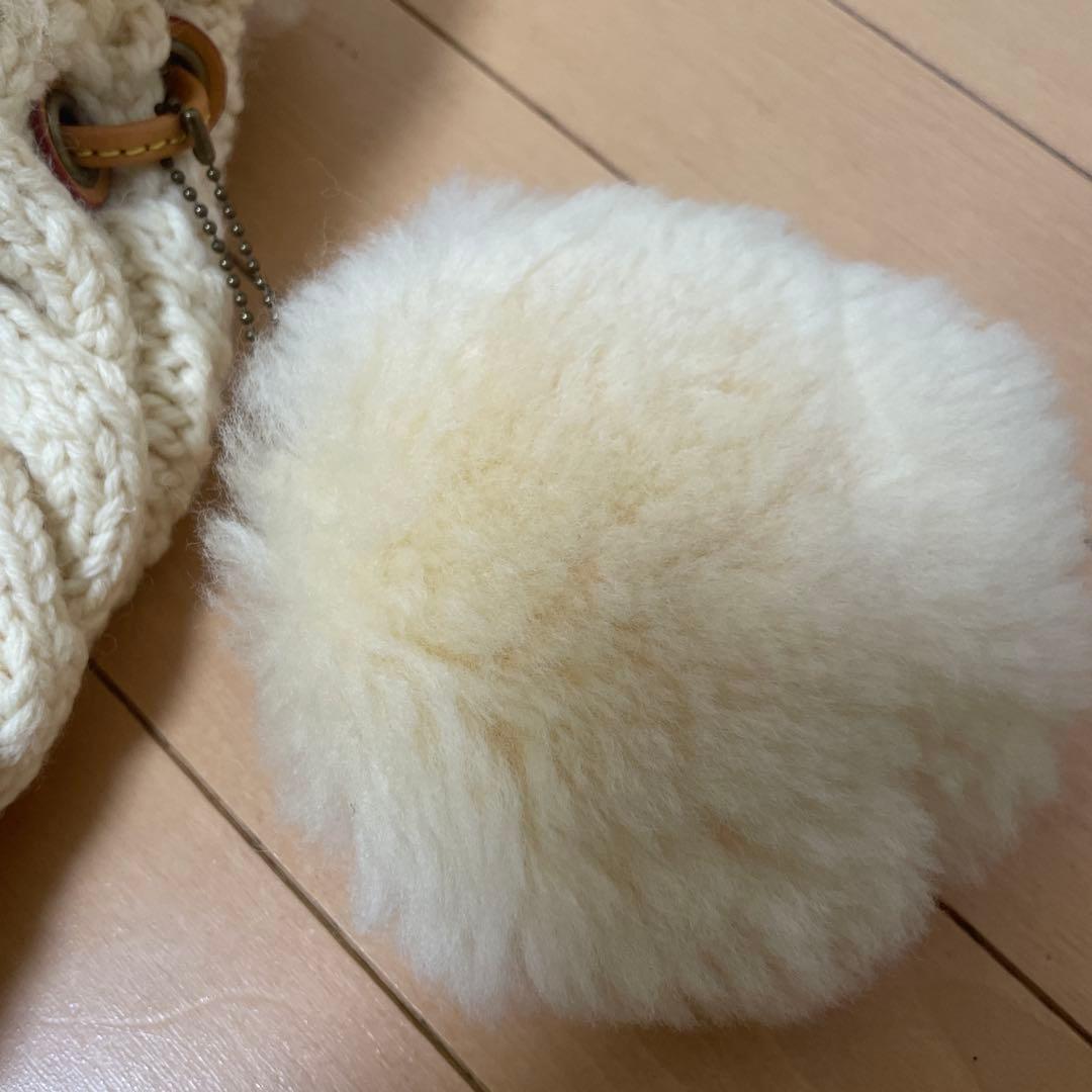 muku ムク NATURAL ムートン＆ケーブル編みリュック 生成 本革