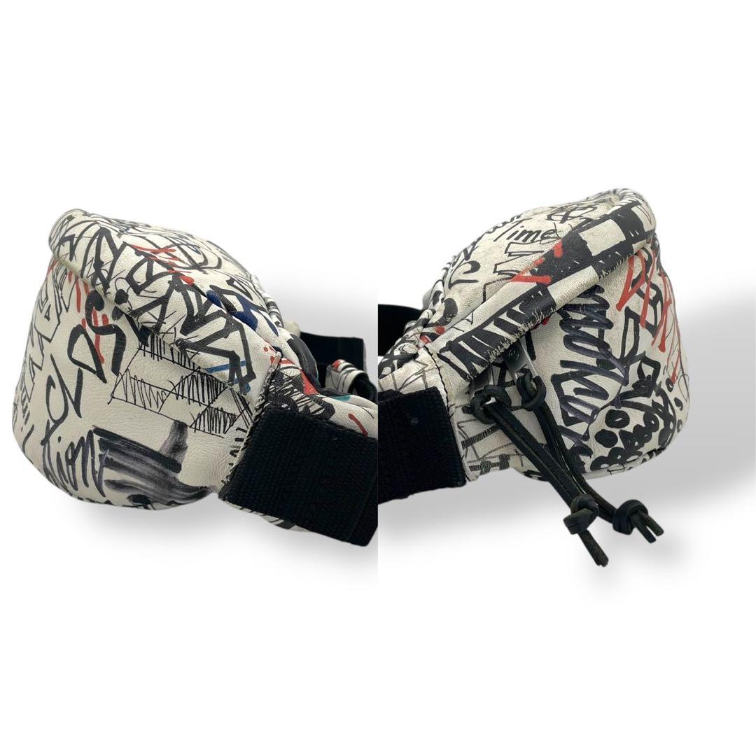 美品　希少モデル　マルジェラ　ウエストポーチ　ボディバッグ　総柄　レザー　白