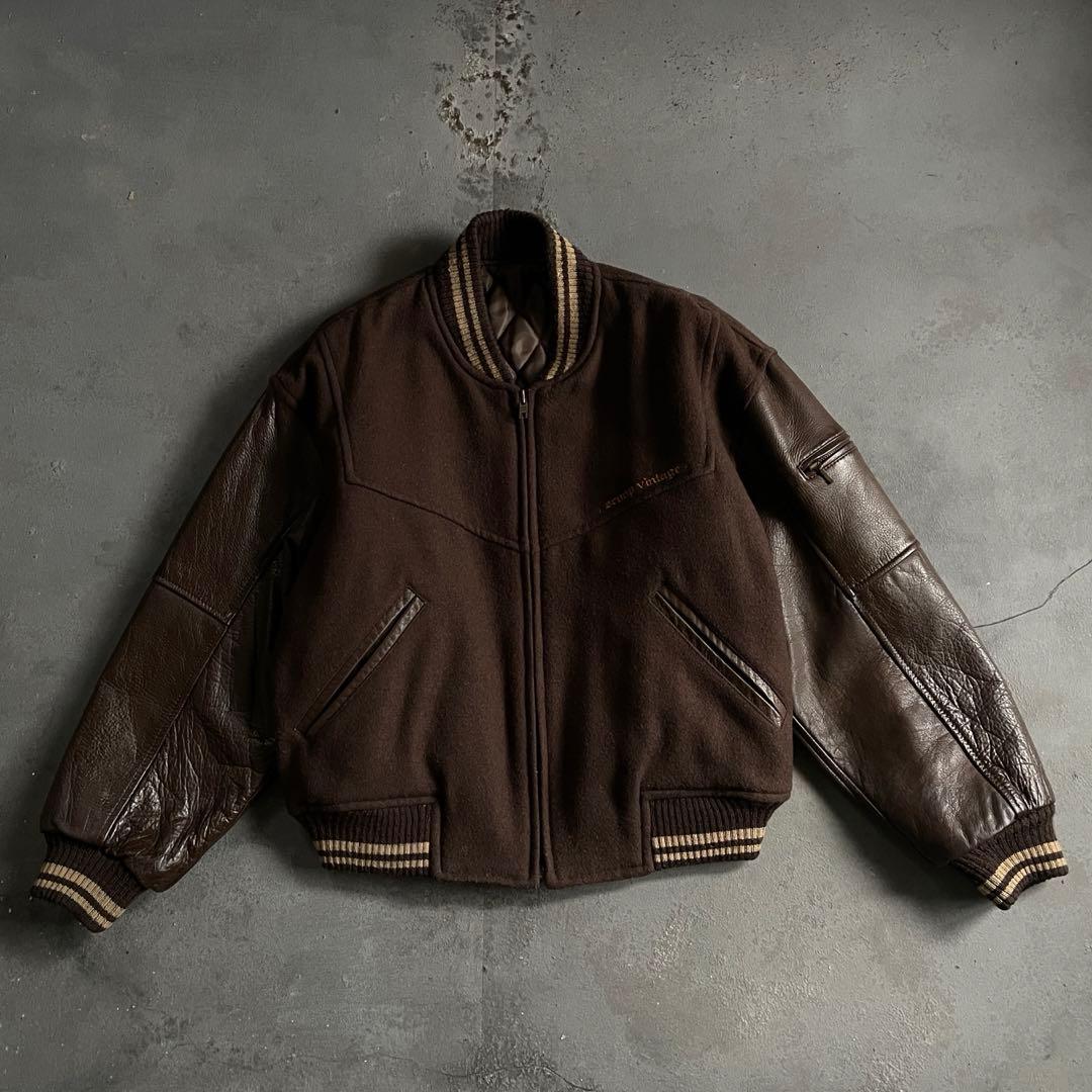 90's Scoop Brown“牛革“stadium jacket