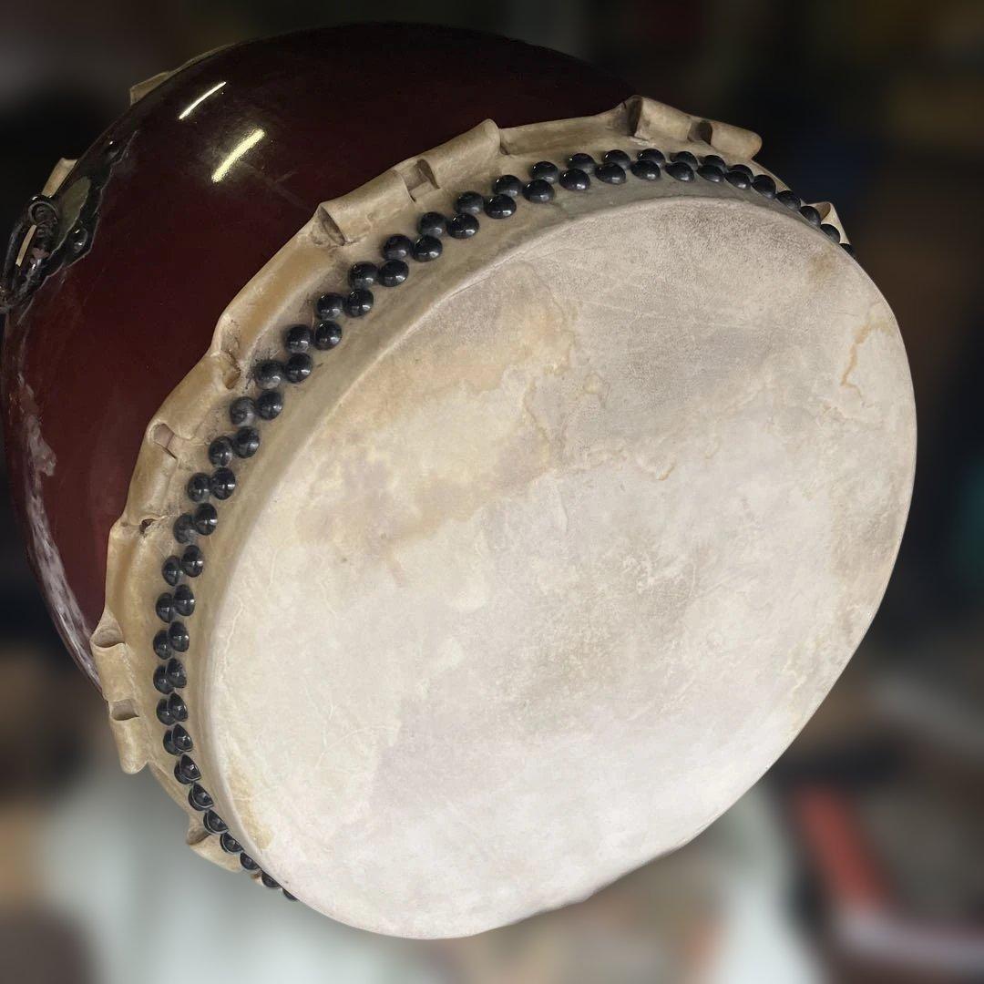 長胴太鼓　打面2尺巻耳 径60cm 耳あり　バチ2本付き　胴長さ77cm 重い