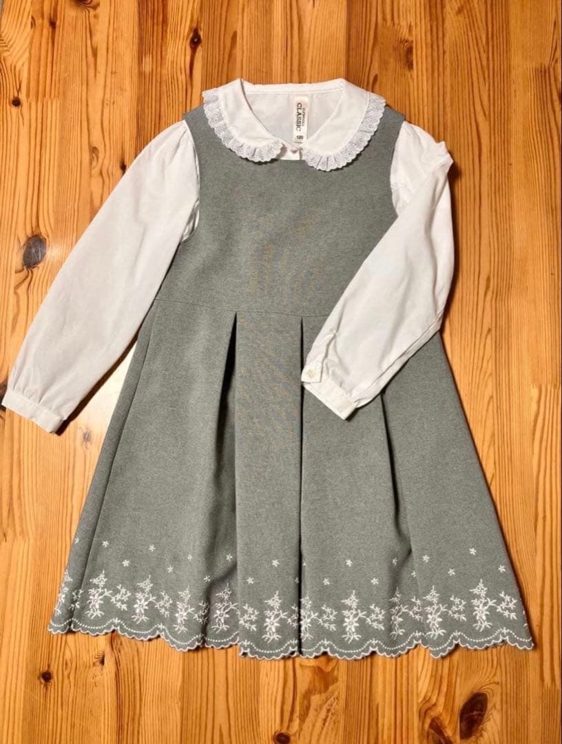 美品】入学式 女の子向けフォーマル セット グレー 120cm＆18cm
