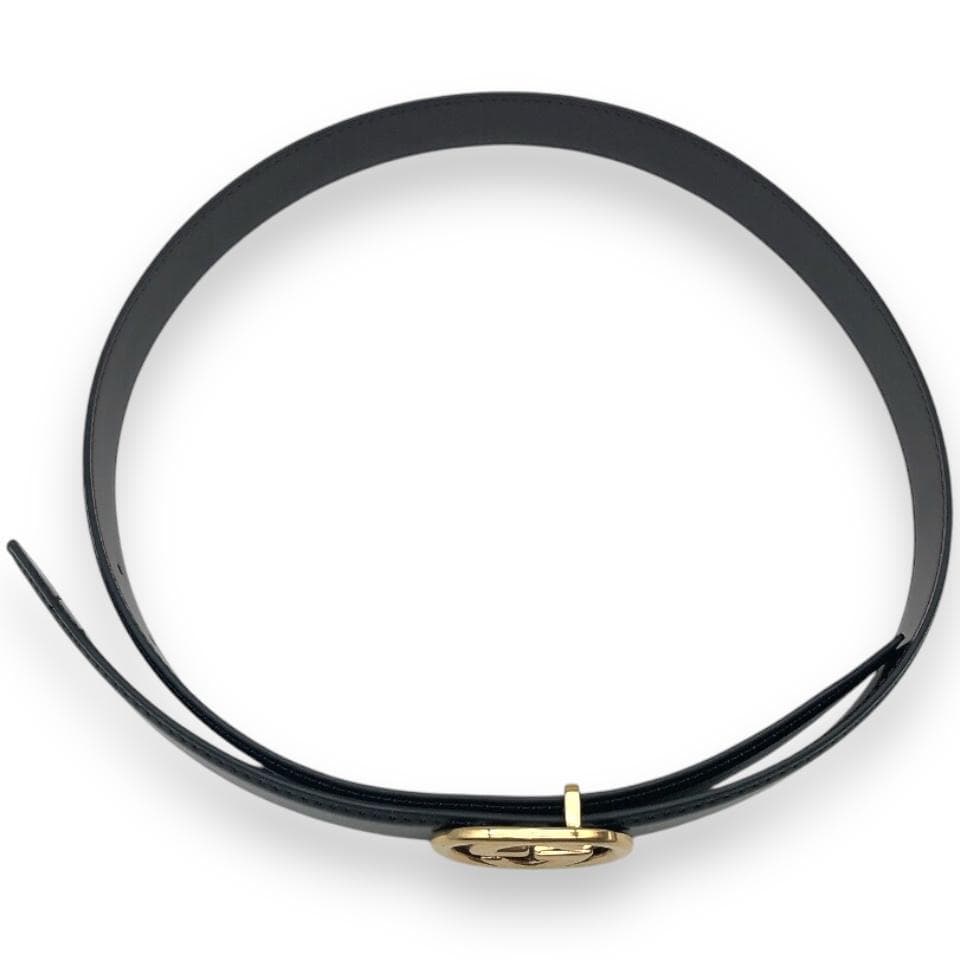 【美品】GUCCI グッチ インターロッキング ベルト ゴールド ブラック 23