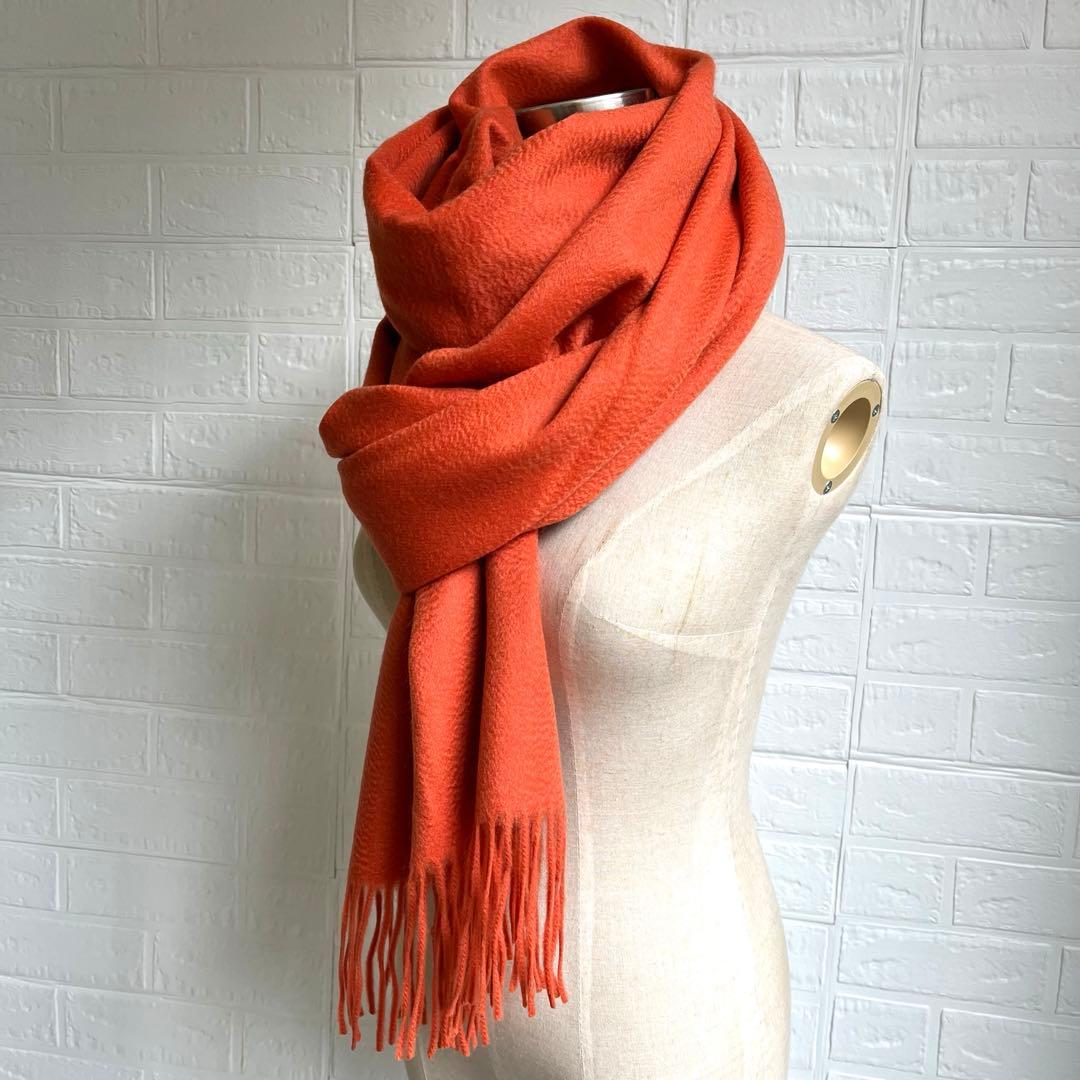極上カシミヤ100%☆大判 ストール☆オレンジ