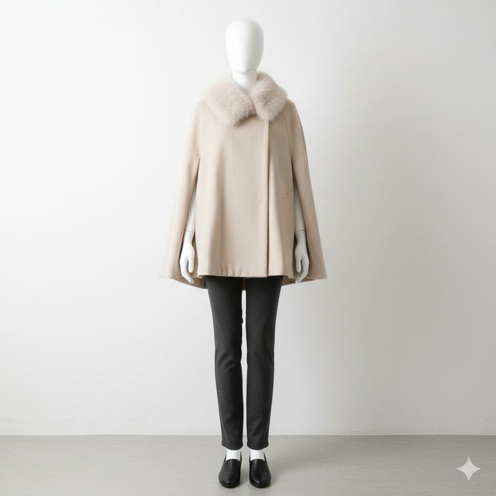 2024年モデル✨スナイデル ショートケープ コート ポンチョ ファー付