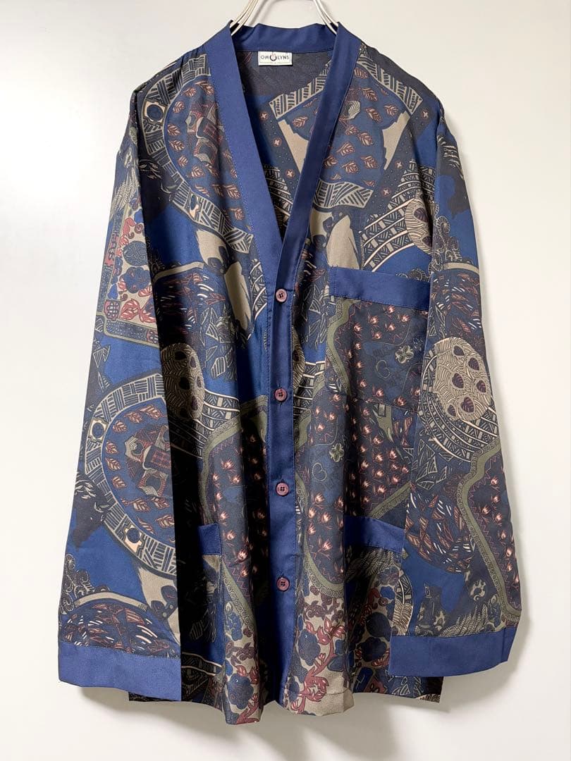 90sヴィンテージ 総柄シャツ 抽象柄 アートプリント 馬柄 イタリア製 古着