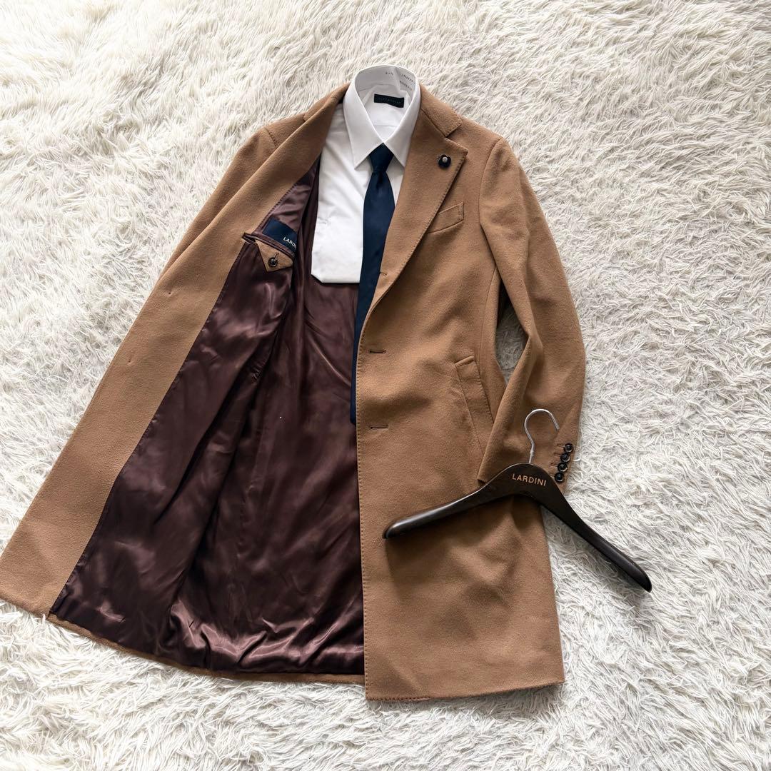 <23AW> LARDINI 新ロゴ キャメル ウール チェスターコート 44